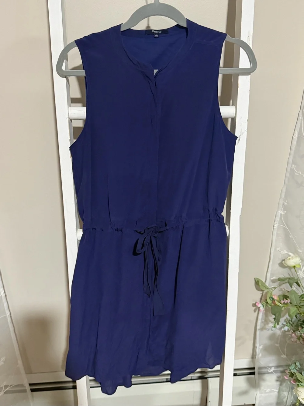 Madewell Navy Sleeveless Tie-Waist Coverup Dress